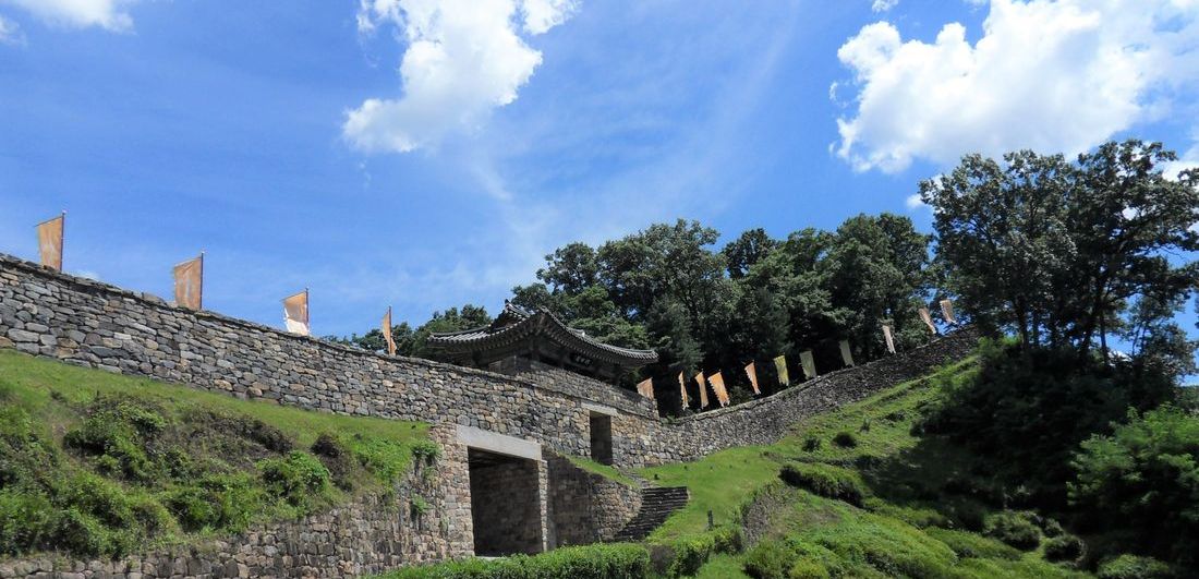 Stone rampart of Gongsanseong Fortress in Gongju, Chungnam